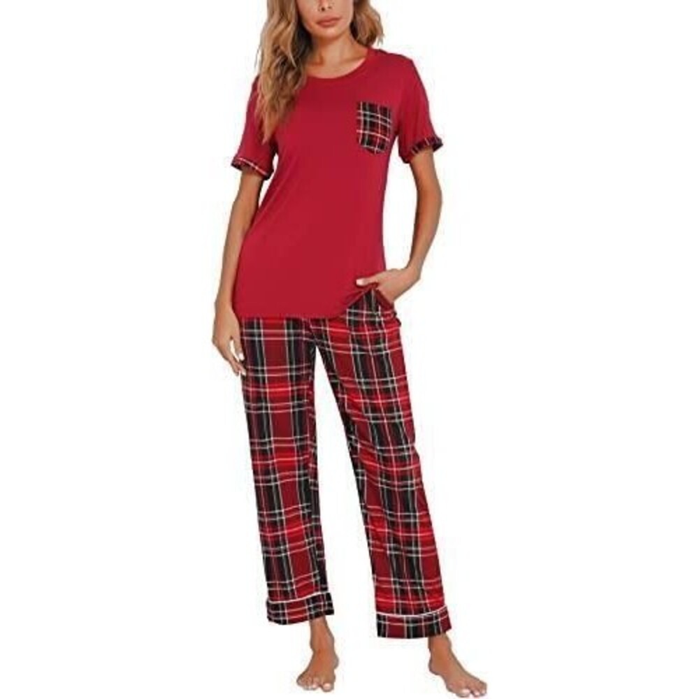 NEW NWT Maroon Sz Small Soft Stretchy Shirt & Pants 2 Pc Pajama Lounge Set